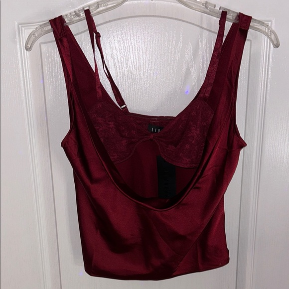 Lioness Deep Red Satin Camisole Two Piece Set Top - Picture 1 of 6